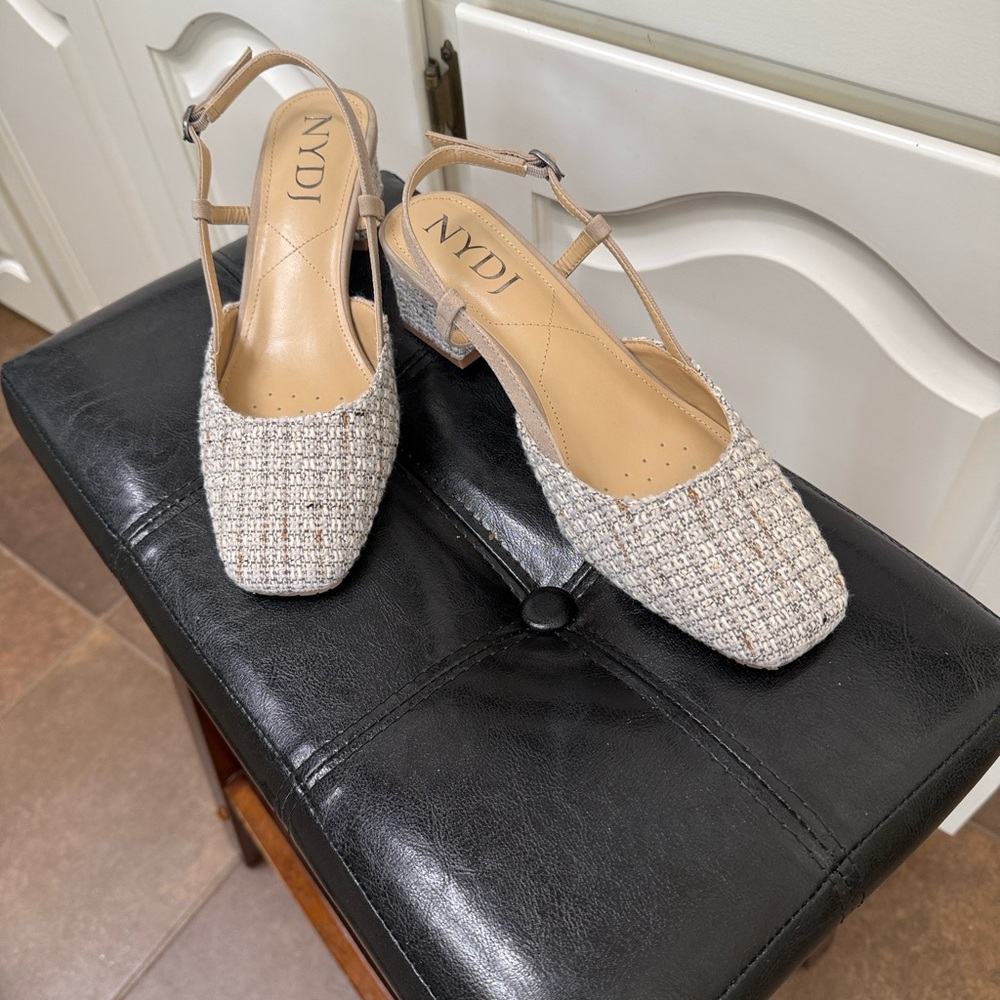 ‼️ New in the box-NYDJ Women's Tweed Slingback - Cream and Tan